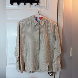 Vineyard vines white and tan stripe linen shirt